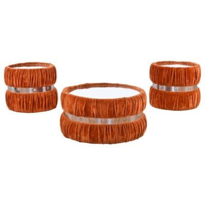 Vintage Orange Mirrored Coffee and End Tables