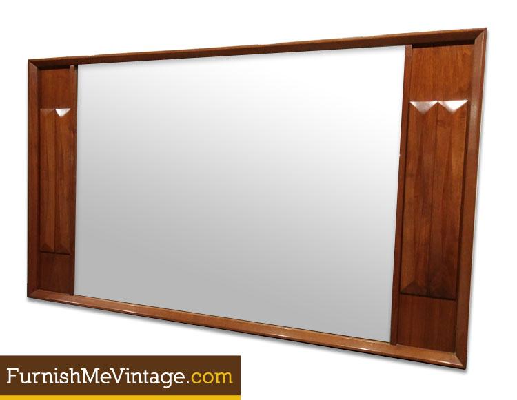 Large Mid Century Modern Walnut Wall Mirror