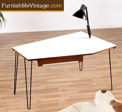 Mid Century Modern Hairpin Corner Desk