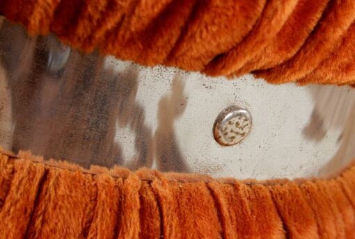 Pair of Vintage Fuzzy Orange Mirrored End Tables