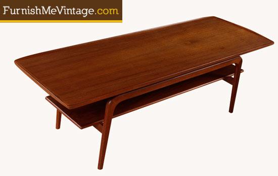 Red Mid Century Modern Danish Teak Coffee Table