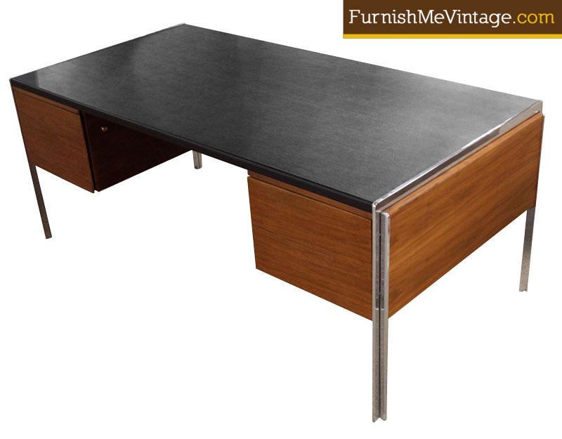 Red Mid Century Modern Stow Davis Executive Desk