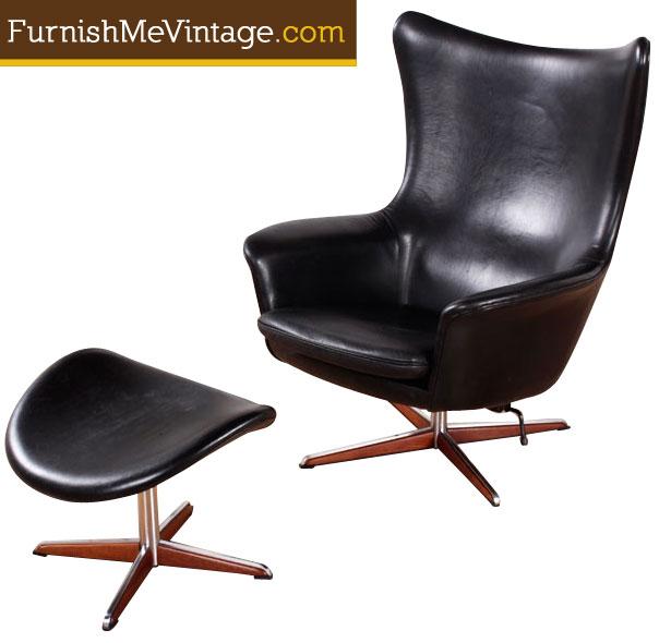 Mid Century Modern H.W. Klein Recliner with Ottoman