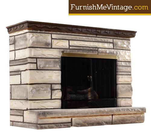 Vintage Electric Faux Stone Fireplace