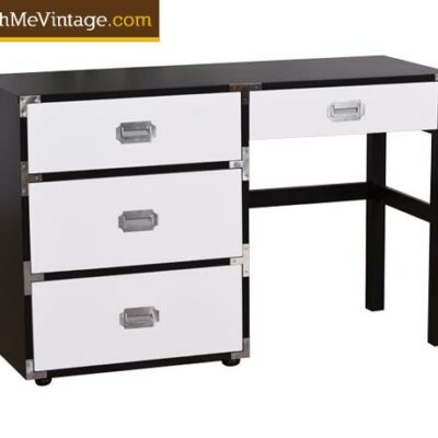 Restored Vintage Black and White Campaign Desk