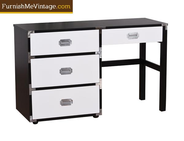 Restored Vintage Black And White Campaign Desk