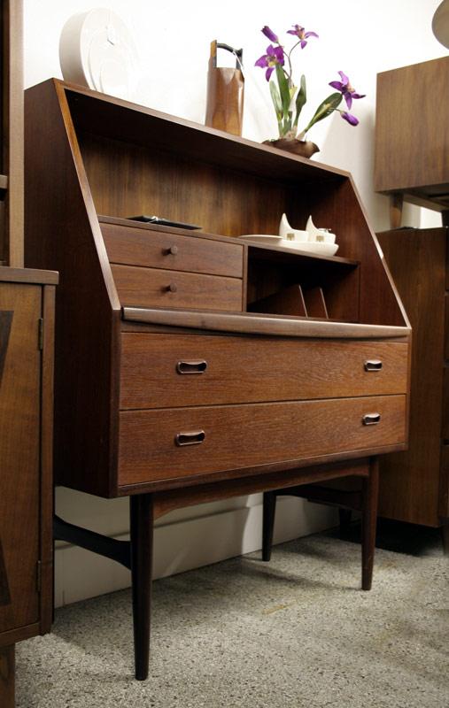 Mid Century Modern Danish Teak Secretary Desk