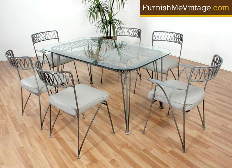7piece mid century modern Salterini outdoor dining set