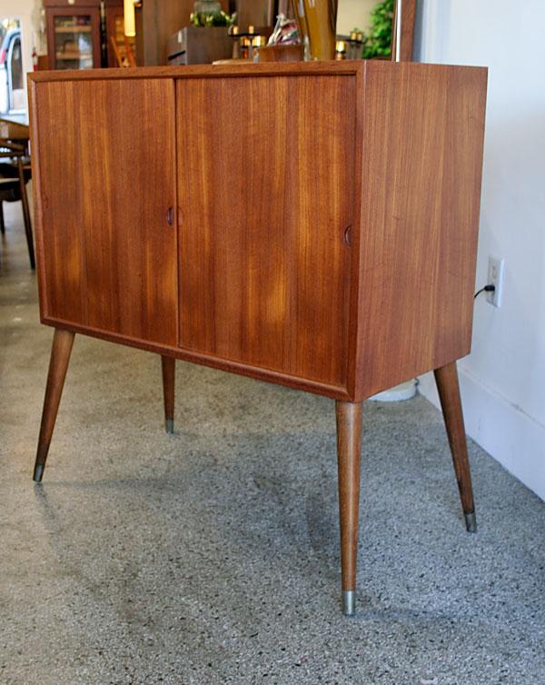 Small Danish Teak Cabinet Bar Tv Stand Storage