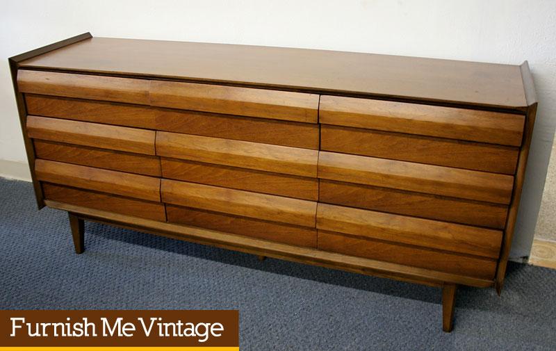 Vintage Lane Louvered Triple Dresser Mid Century Modern