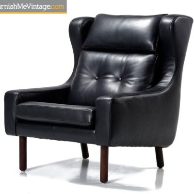 borge mogensen,black leather,lounge chairs,mid-century modern,