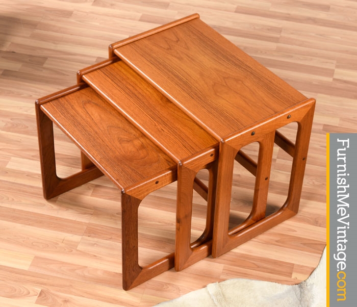 Mid Century Modern Salin Nyborg Danish Teak Nesting Tables Set Of Three Vintage Salin Nyborg Teak Nesting Tables