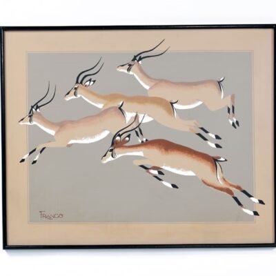 Mid Century Modern Franco Antelope Painting