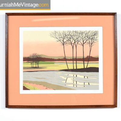 Modernist Original Coral Landscape by Fields