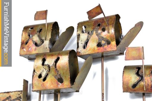 Vintage Country Road Brutalist Metal Wall Sculpture