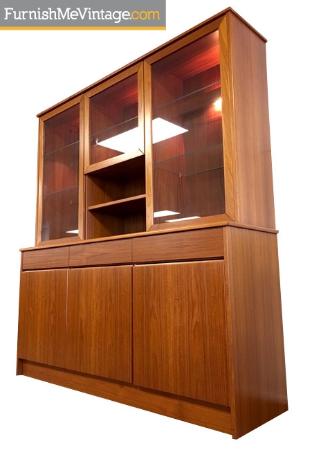 Lighted Danish Modern Teak China Cabinet Vintage Teak China Cabinet