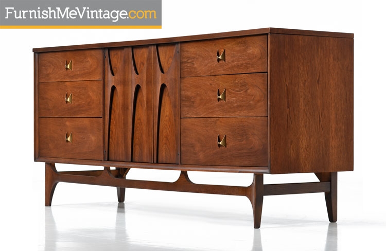 Mid Century Modern Walnut Broyhill Brasilia Dresser Refinished Mid Century Broyhill Brasilia Triple Dresser