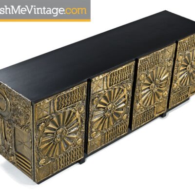 Adrian Pearsall Credenza - Gold Brutalist Paul Evans Style Sideboard