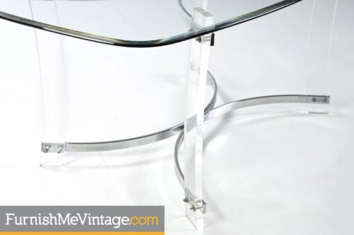 Acrylic Lucite Dining Table With Chrome Accents - Hollywood Regency