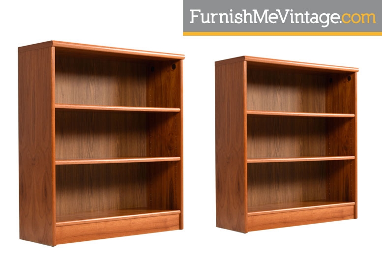 Short Danish Teak Bookcase Short Vintage Danish Teak Bookcases