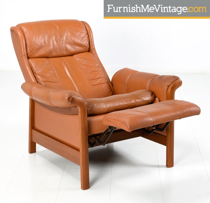 Danish teak and leather recliner
