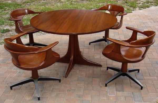 Heywood Wakefield Dining Gaming Table Chairs Set