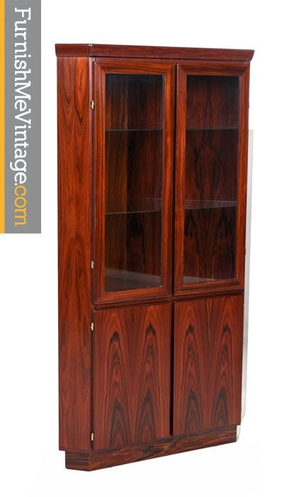 Danish Modern Rosewood Curio Corner Cabinet By Skovby Circa 1970 S
