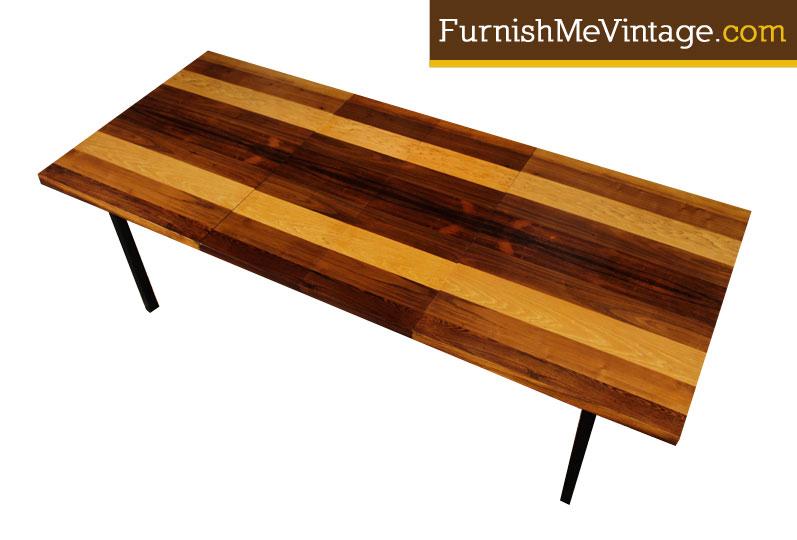 Milo Baughman Rosewood Hickory And Walnut Dining Table
