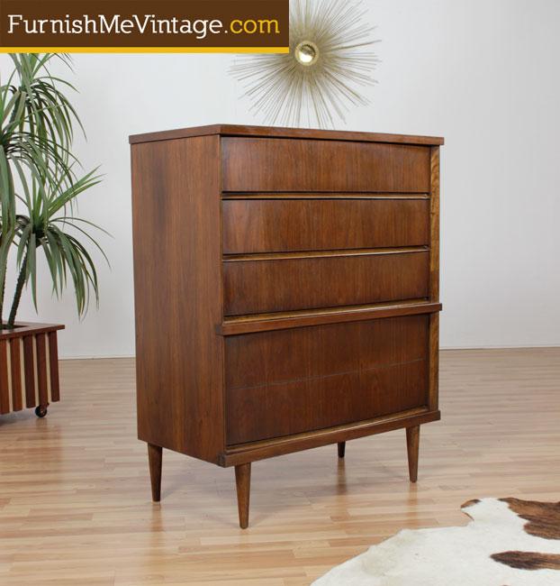 A modern twist on traditional style for home. mid century modern bassett high boy dresser with blanket chest
