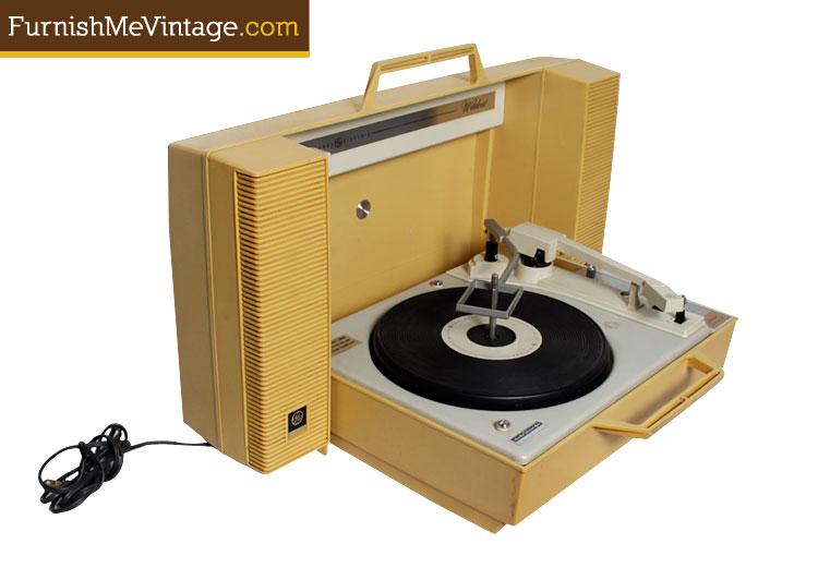 vintage record player with speakers