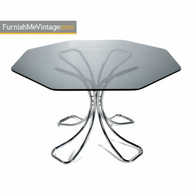 1970s chrome glass dining table