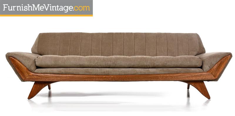 Long Mid Century Modern Pearsall Style Gondola Sofa Pearsall Style Gondola Sofa, Adrian Pearsall Sofa Catalog