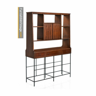 walnut,broyhill saga, room divider,vintage,modern,bookshelf