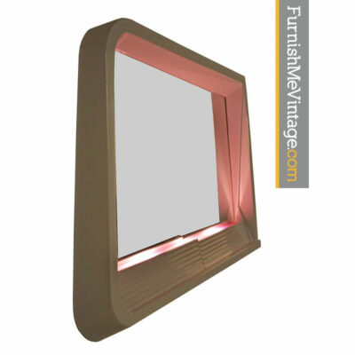 Futuristic Light Up Memphis Style Neo Deco White and Pink 1980s Mirror