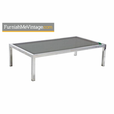 Milo Baughman Chrome Coffee Table - Aluminum and Smoked Glass