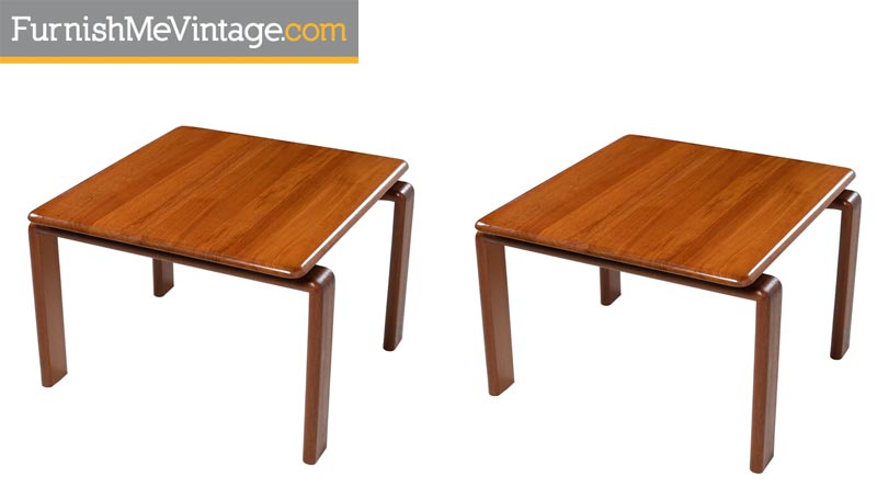Danish End Table With Floating Tops Solid Teak Vintage Modern Pair Of Solid Teak Scandinavian Modern Danish End Table With Floating Top Circa 1970s