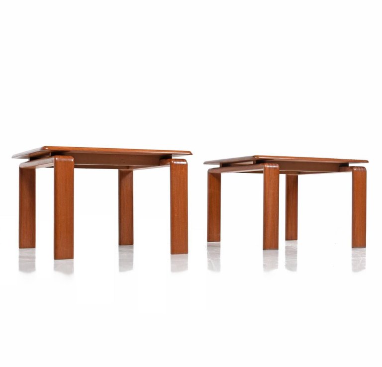 Solid Teak Danish End Table With Floating Top Design