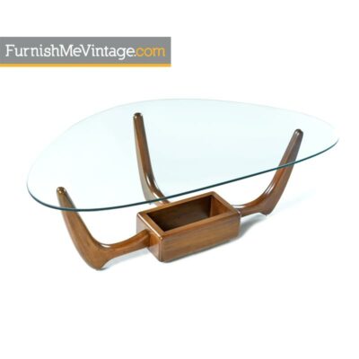 adrian pearsall,coffee table,glass top,planter,oak,danish,modern
