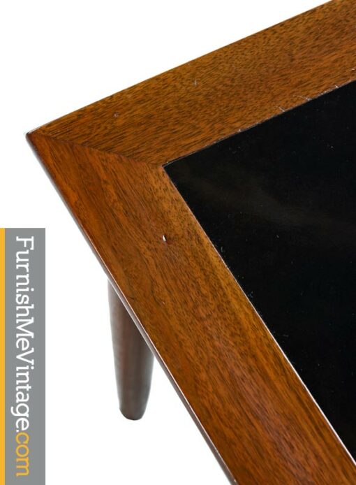 Restored American of Martinsville Dania Walnut Louvered Lamp Table Nightstands