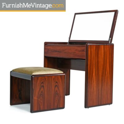 Danish rosewood vanity and gold velvet stool - Scandianvian Modern
