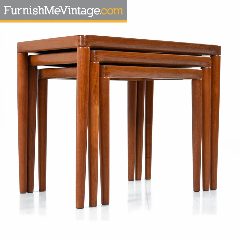 K T Danish Modern Teak Nesting Tables Furnish Me Vintage Danish Teak Nesting Tables