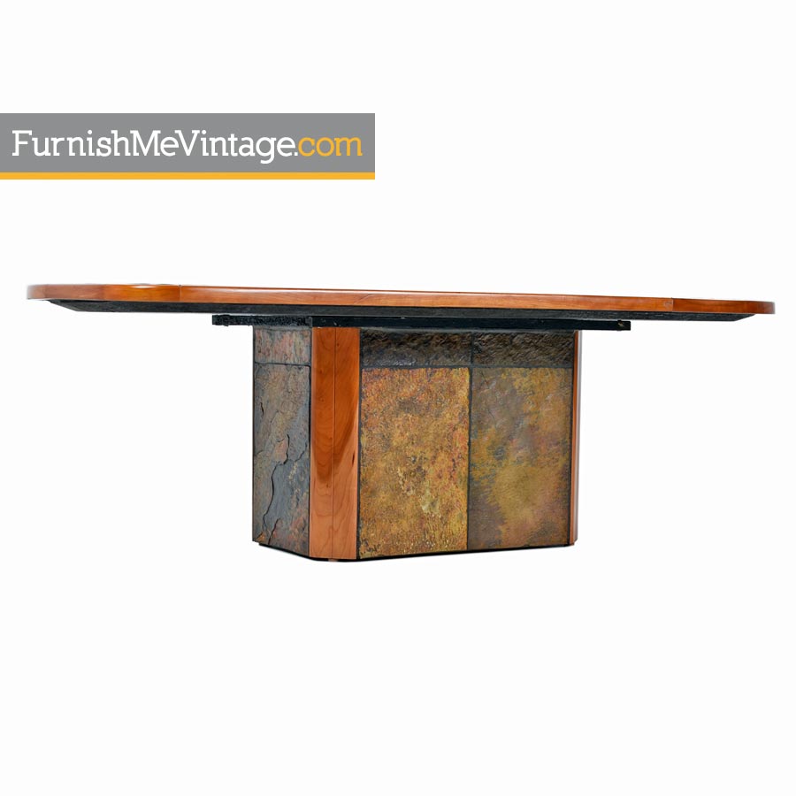 Slate Craft Brass And Cherry Paul Kingma Style Coffee Table Made In Slate Craft Brutalist South African Cherry Wood Coffee Table