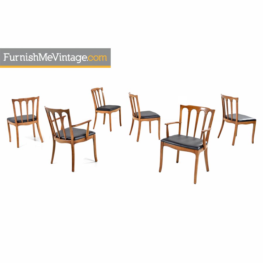 Solid Walnut Black Vinyl Seat Horizon By Thomasville Dining Chairs
