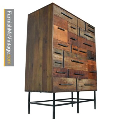 Rochdale Spears Russell Industrial Brutalist Patchwork Armoire Cabinet