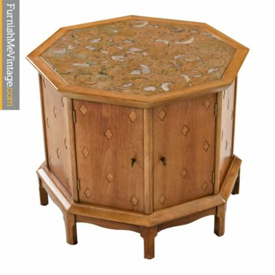Thomasville Horizon Commode Cabinet - Marble Top With Brass Pulls