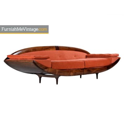 Adrian Pearsall Asian Modern Walnut Gondola Couch