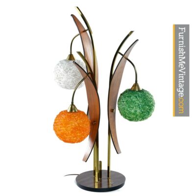 Spaghetti Globe Table Lamp with Walnut Leaf Petal Accents