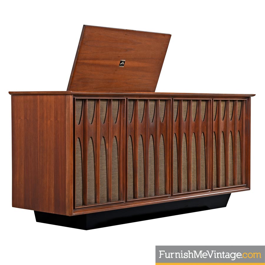 Danish Modern Walnut Console Stereo Cabinet By Rca