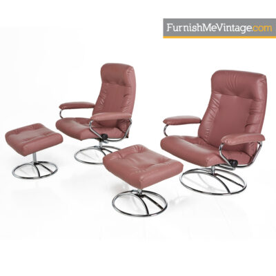 norway,stressless ekornes,leather,lounge chairs,recliner,ottoman,modern