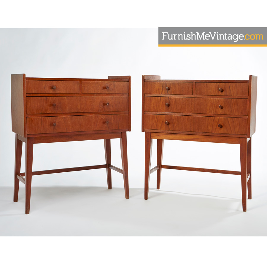 Pair of Early Mid Century Modern Danish Teak Nightstands